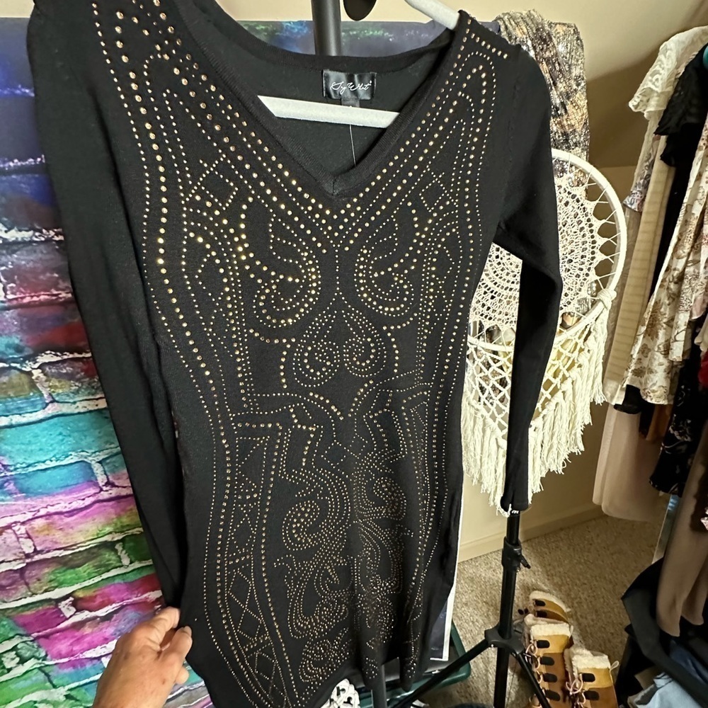NWT Say What Black Gold Sequins BodyCon Dress, size Small - Picture 4 of 6